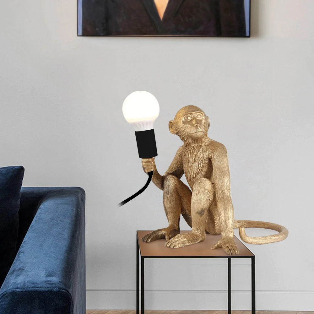 Resin Monkey Table Lamp Sitting Monkey Light Indoor Table Light Fixture Decor 3