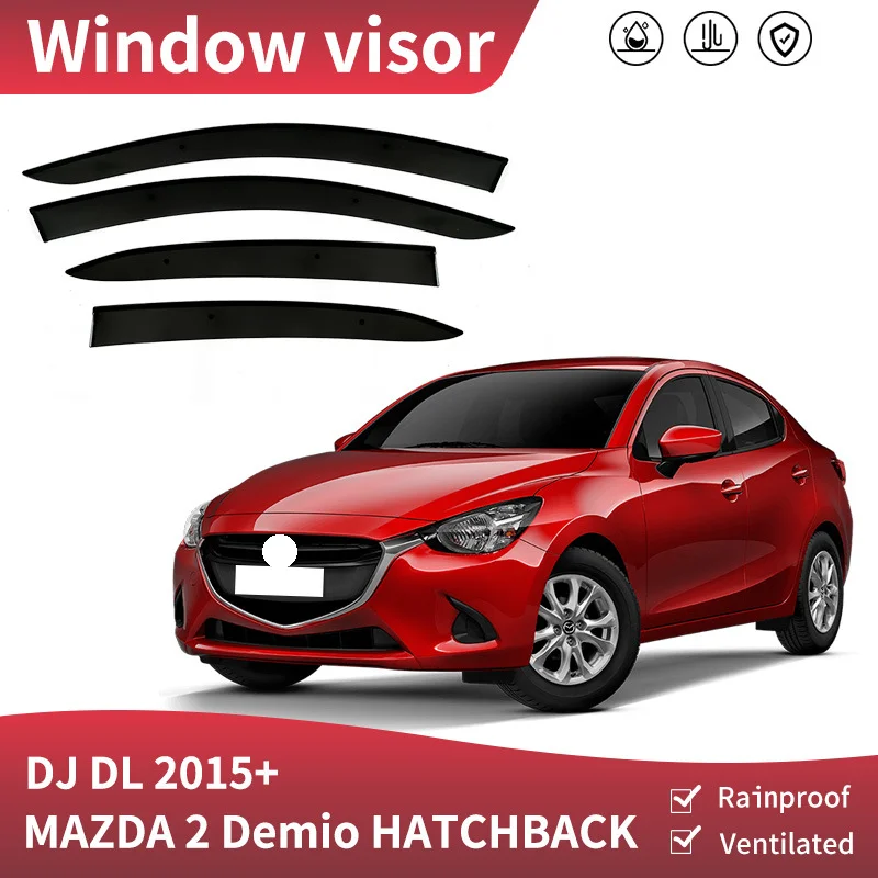 Door Visor Window Visor Vent Wind Deflectors Visors Rain Guard Shades for MAZDA 2 HATCHBACK DJ DL 2015 -