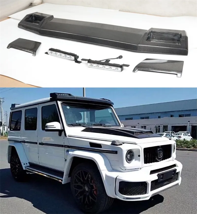 

For Mercedes-Benz W463 G-Class G350 G500 G550 G63 G65 AMG 2008-2018 Real Carbon Fiber Car Front Wing Roof Lip Spoiler