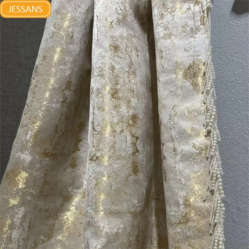 Frangia Decorativa In Pizzo Con Nappa Oro - 6 Metri Per Tende, Paralumi E Decorazioni Casa