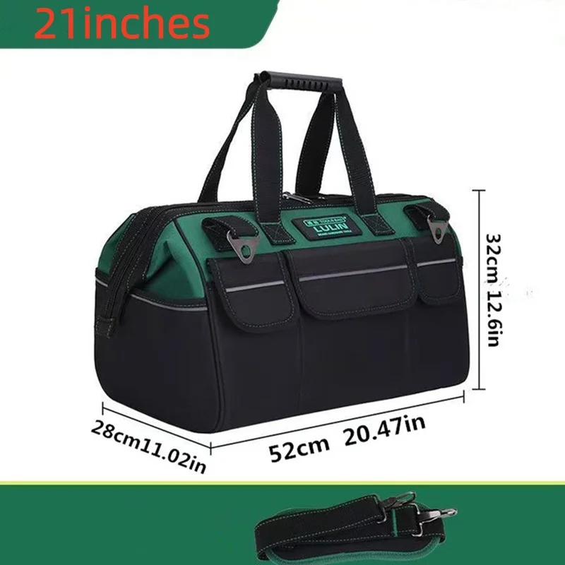 일체형 녹색 17인치 18인치 21인치 전기 기술자용 공구 가방, 대형 포켓 캔버스 휴대용 옥스포드 천 수리 공구 상자, 매우 두꺼운 대용량 공구 가방, 전기 기술자, 주택 개조, 낚시 및 다양한 수리 작업에