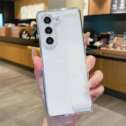 Luxurious Soft Silicone Wrist Strap Phone Case - Ultra Thin Matte Hard Cover for Galaxy Z Fold 8 (Transparent)