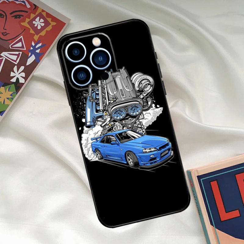 JRM スカイライン GTR R34 電話ケース iphone 16 15 11 12 13 14