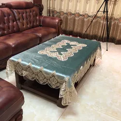Proud Rose Luxury Lace Table Cloth Gold Velvet Piano Towel Peacock Blue Sofa Towel TV Cabinet Cover Cloth Table Cover Custom