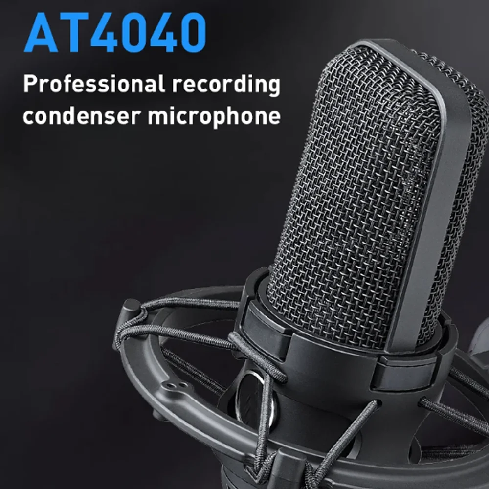 Hot Sale AT4040 Professional Large Diaphragm Condenser Microphone for Studio Recording Podcasting Voice Over High Sensitivity