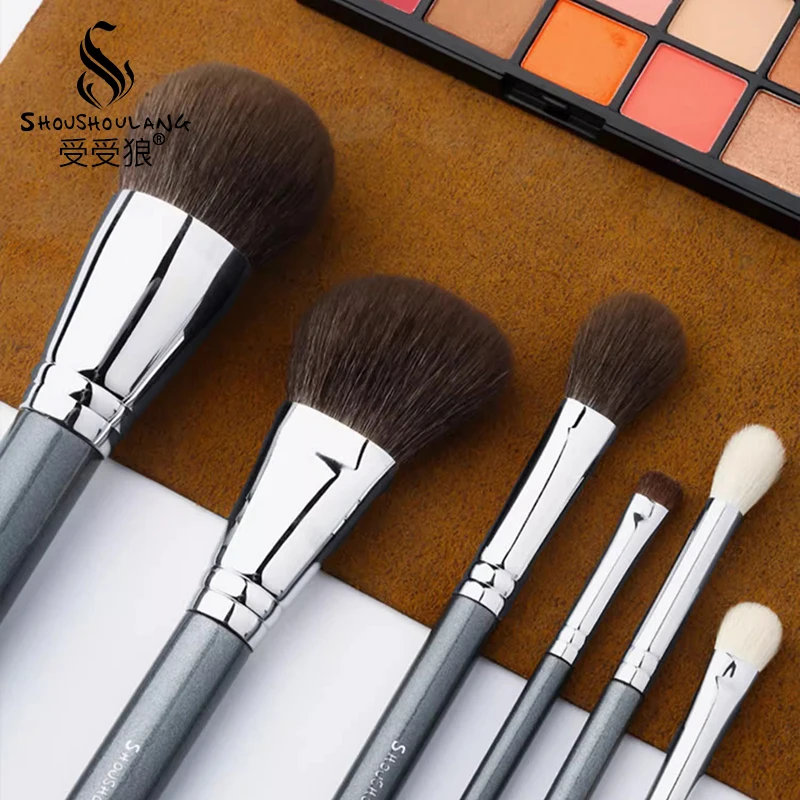 Shoushoulang Professional Handmade Make Up Brushes Set 9pcs Face Powder Eye Shadow Brush Saikoho Goat Hair Makeup Brushes Kit 6