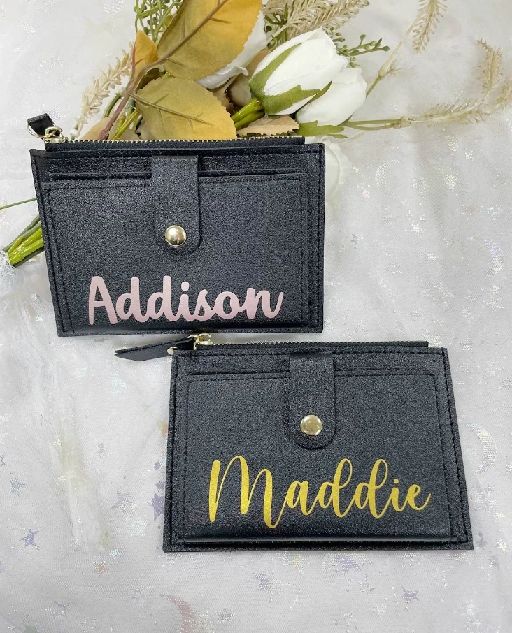 Personalized Wallet for Girls Women, Custom Small Leather Wallet with Name, Mother's Day Gift for Her Bridesmaid Gift
