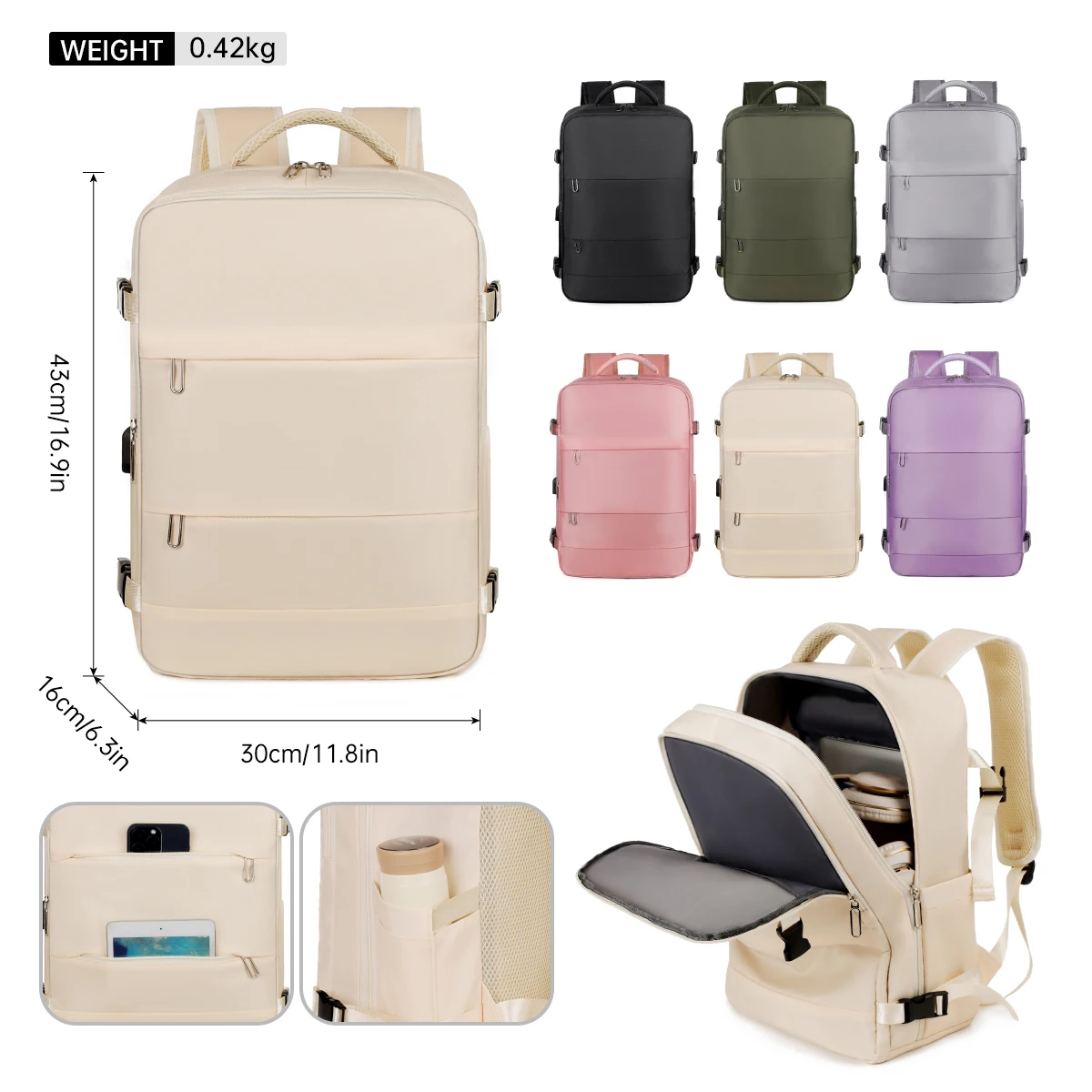 Light Travel Backpack Women's Backpack Travel Men's Outdoor Commuting Large Capacity Junior High School High School Student Bag Computer Bag Business