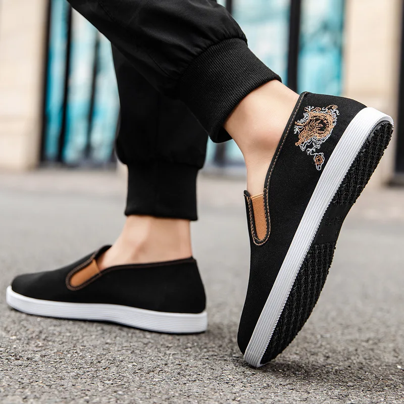 Summer Canvas Shoes Men's Fashion Lefu Shoes Versatile for Work and Driving Plus Size 44 Lightweight, Soft, and Durable