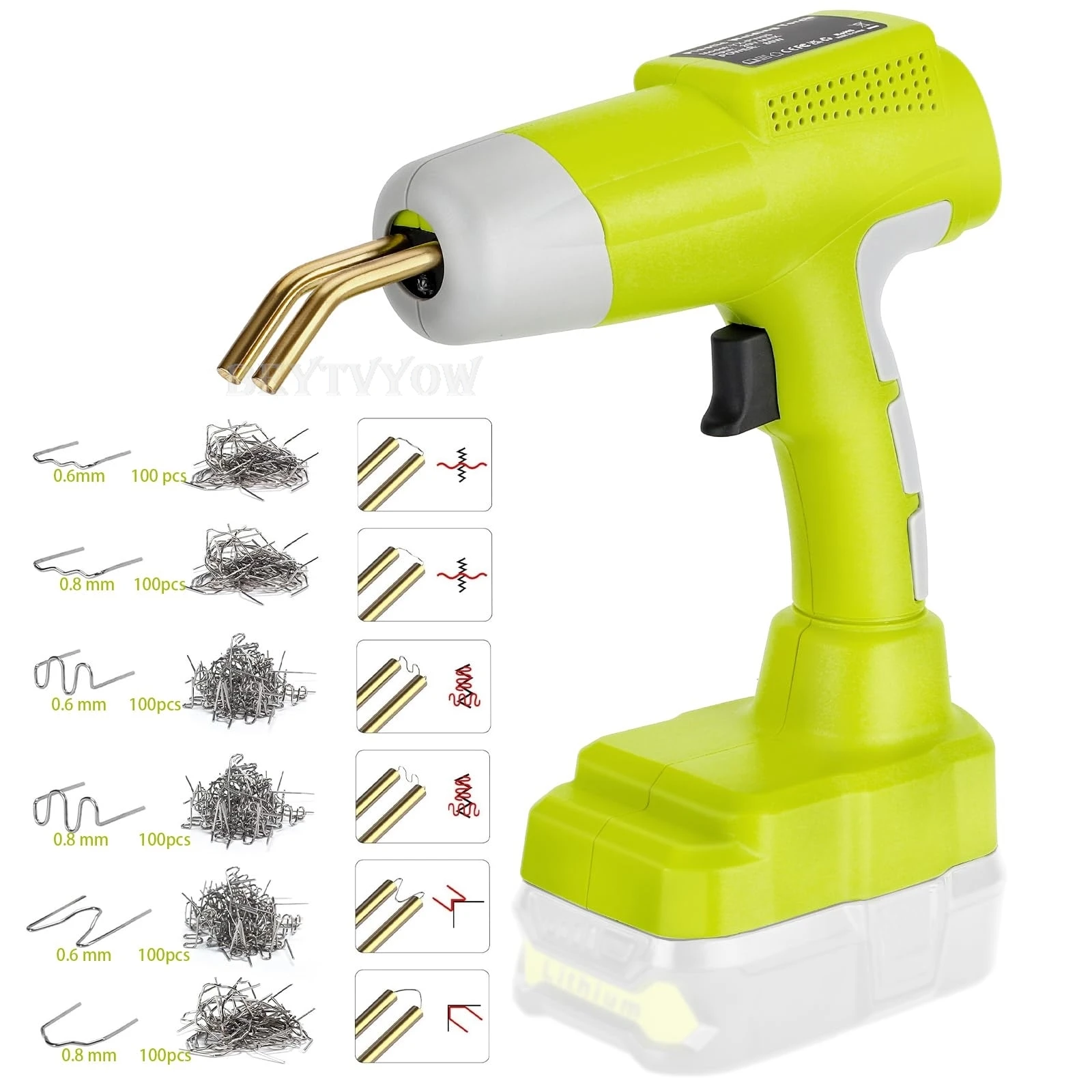Cordless Plastic Welder Gun Compatible with Ryobi One 18V Battery with 600PCs Ho