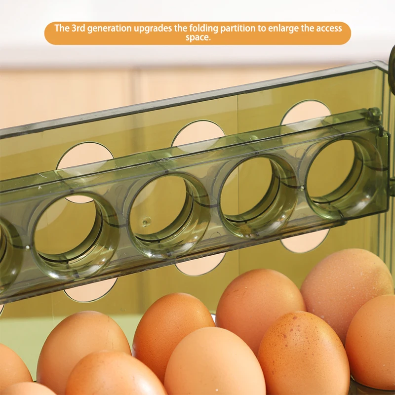 Space-Saver Egg Box With Auto-Flip Design - Freshness-Assured Refrigerator Door Egg Holder, Kitchen Organizer 3