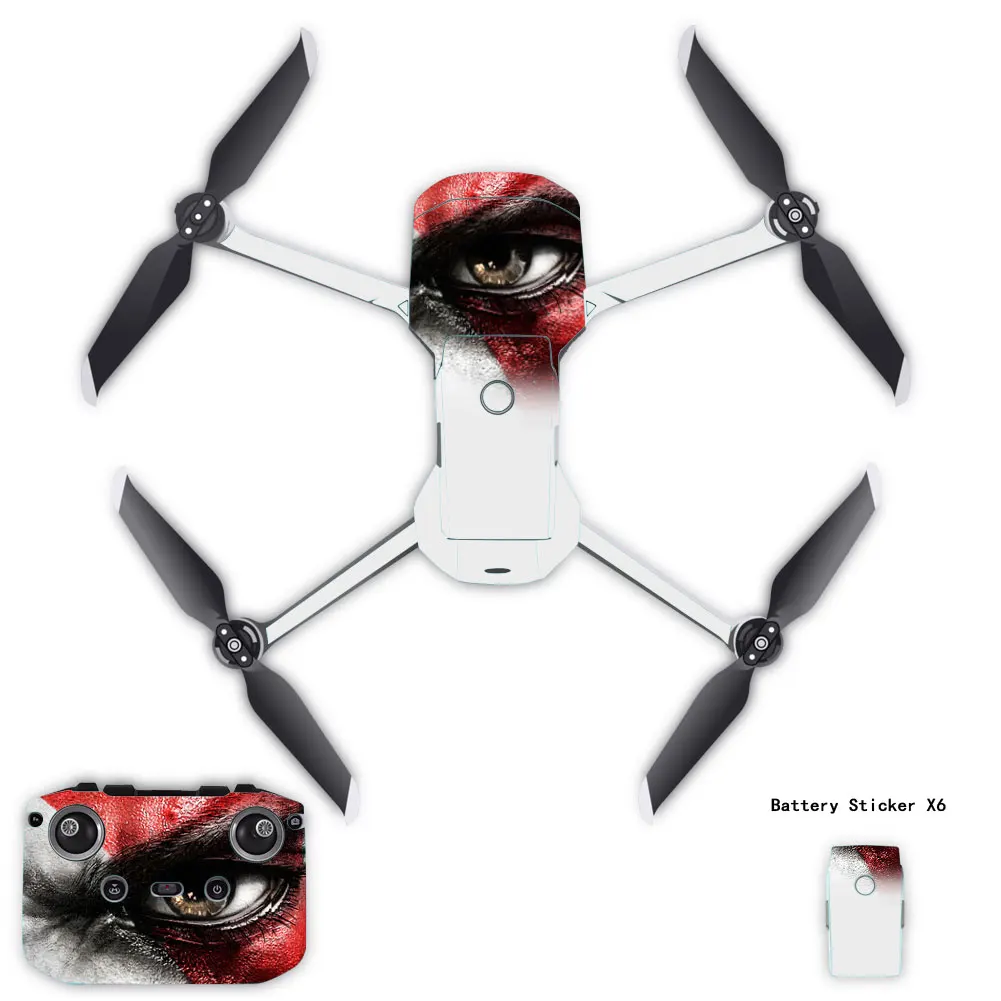 PVC Stickers Waterproof Skin Decals for DJI Mavic Air 2 Decal Skin Sticker Drone Body + RC + 3 Battery Protection Film Cover set