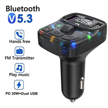 Car FM Transmitter 30W PD Type C Dual USB Fast Charger 1
