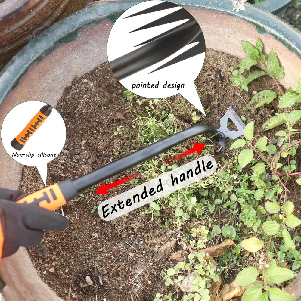 Weed Puller Tool Garden Weed Pulling Tool, Manganese Steel Hand Weeding Tools, Effective Uprooting Tool for and Garden-includ