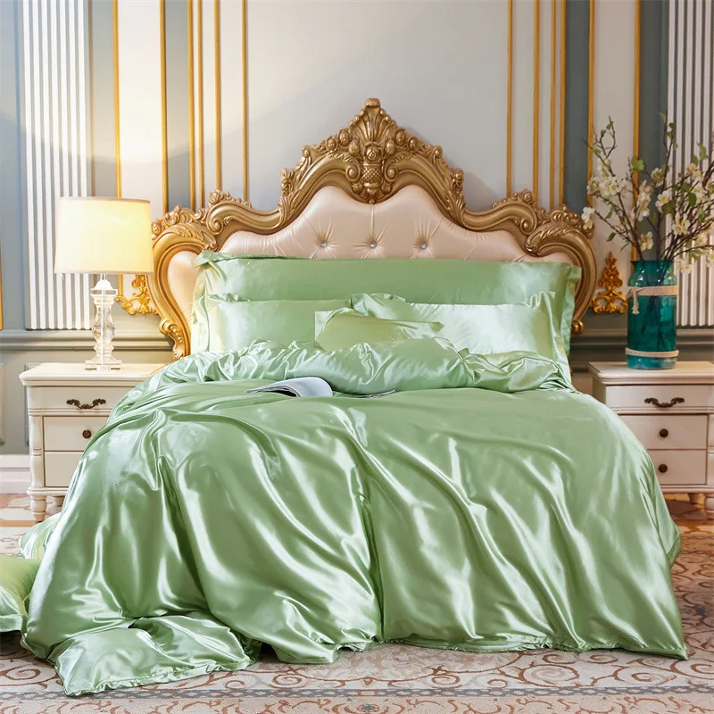 High-End Home Faux-silk Satin Bedding Set Luxury Single Double Duvet Cover Set High Quality King Queen Size Bedding Sets Bed Set 