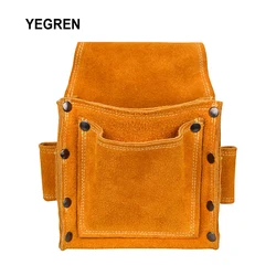 Sac de rangement pour outils d'électricien, sac de taille portable en cuir de vache, perceuse à vis multifonction, sac de rangement de pièces, sac à outils pour menuisier 