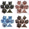 "DnD Dice Set - 7 Piece Sharp Edge Zinc Alloy Dice, Metal Hollow Beast Pattern, Silver for RPG & Tabletop Games" 6