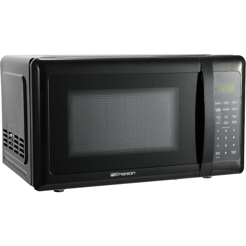 Compact countertop microwave with LED display, 700W, 10 power levels, 6 auto menus, glass turntable and child safety lock 3