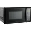 Compact countertop microwave with LED display, 700W, 10 power levels, 6 auto menus, glass turntable and child safety lock 3