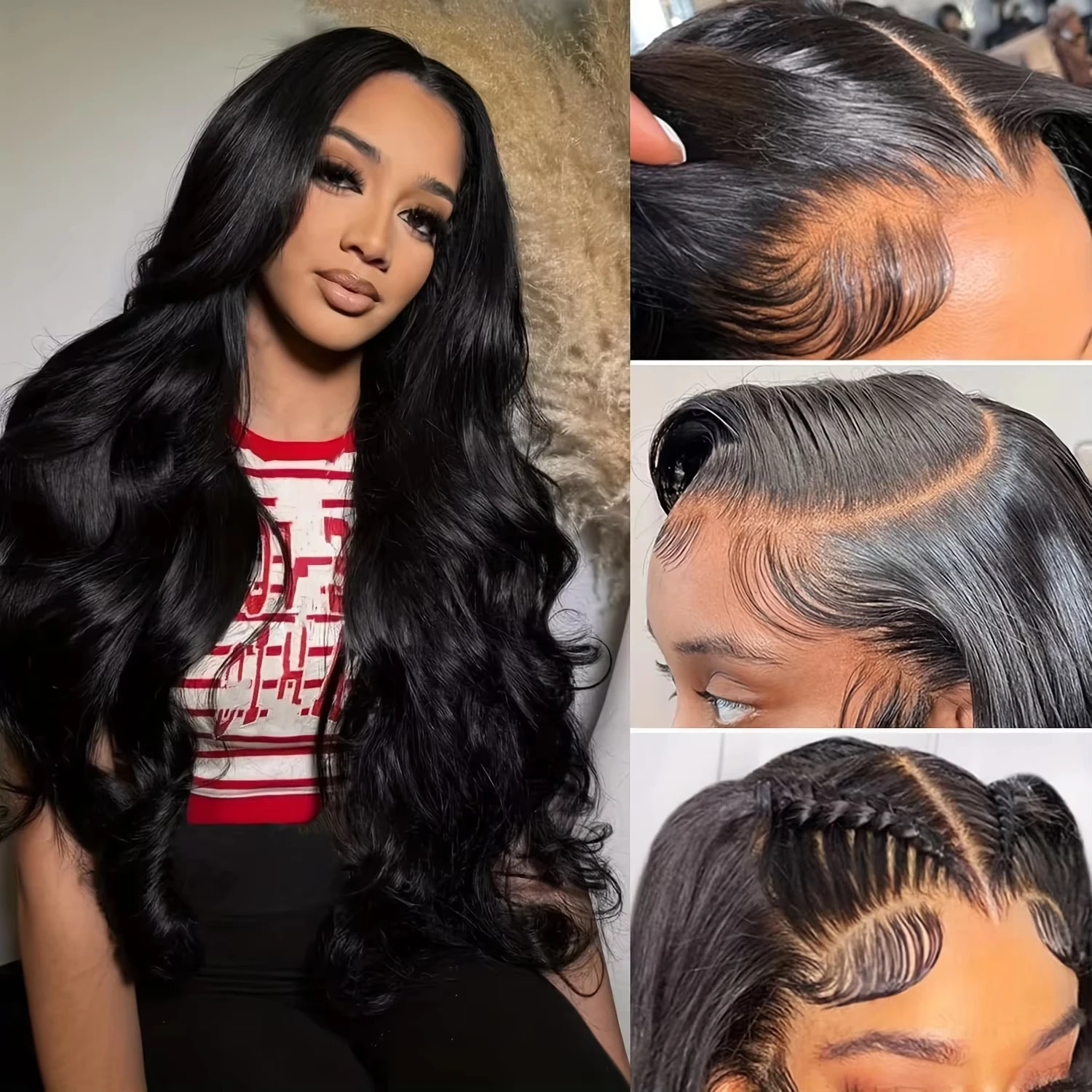 13x6 Body Wave Lace frontal Wig Human Hair Pre Plucked Glueless 13X4 Brazilian Body Wave HD Transparent Lace Wigs For Women 3