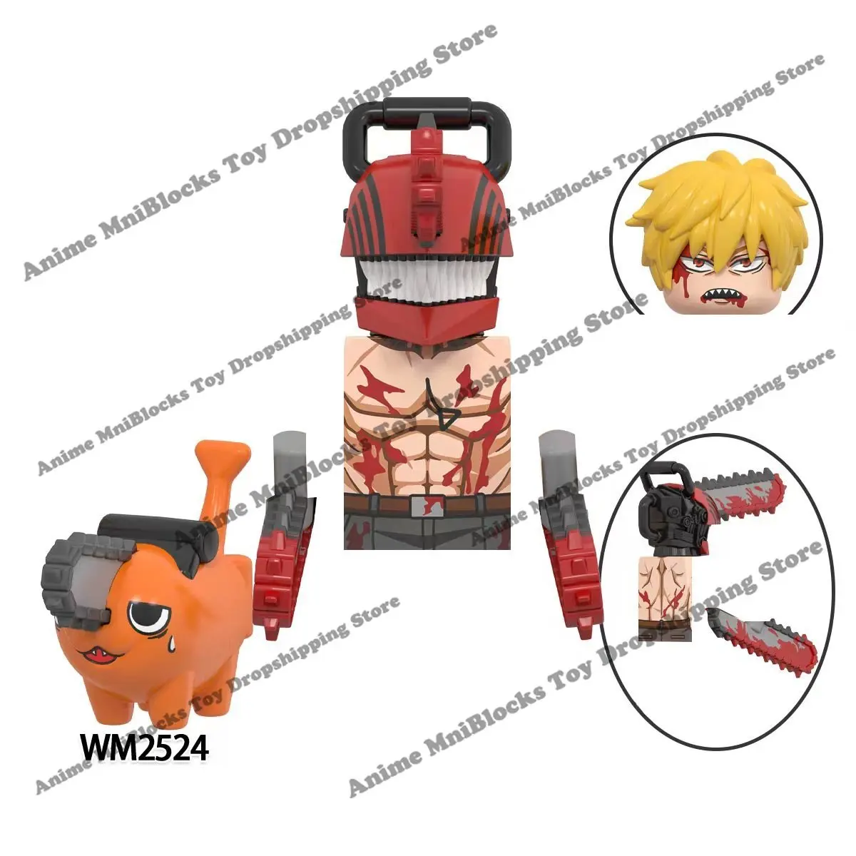 Kit 2 Bonecos Chainsaw Man Anime Motosserra Novos Promoção - Hype