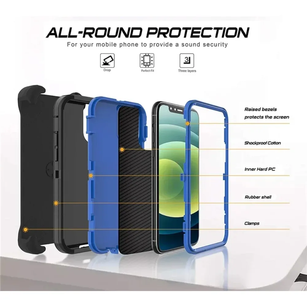 Military-Grade Shockproof Silicone Phone Case - Heavy Duty Slim Protective Cover, 2-Pack
