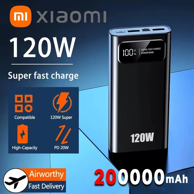 Xiaomi 120W Power Bank Super Fast Charging Phone Battery High Capacity Digital Display Power Bank For iPhone Samsung Huawei portable battery charger