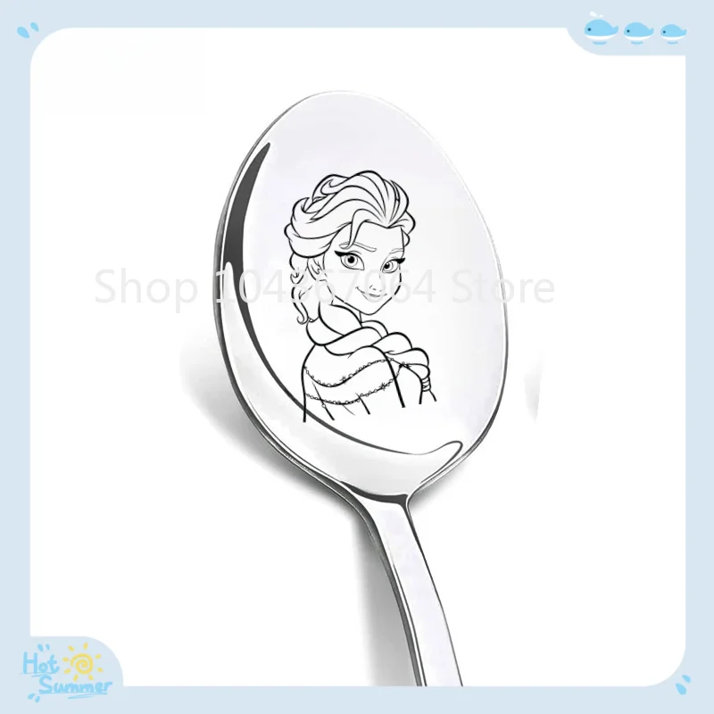 Frozen Soup Spoons Elsa Anna Princess Long Handle Food Spoons Stainless Steel Stirring Spoon Durable Drink Soup Kitchen Supplies