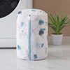 Laundry Bag Print Blue Leafves Dirty Clothes Cleaning Protect Washing Bag Household Clothes Organizer Mesh Zipper Laundry Bags 5