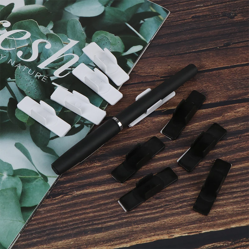 Pen Holder 10Pcs Self Adhesive Pen Holder Pencil Plastic Clip Holder Desktop Fixed Pen Case For Notebook Stylus Pencil Clip
