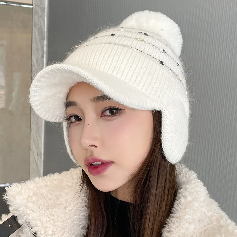 Women Winter Octagonal cap Outdoor Cycling Ear Protection Warmth Peaked Cap Casual Fashion Sun hat Bomber Hats