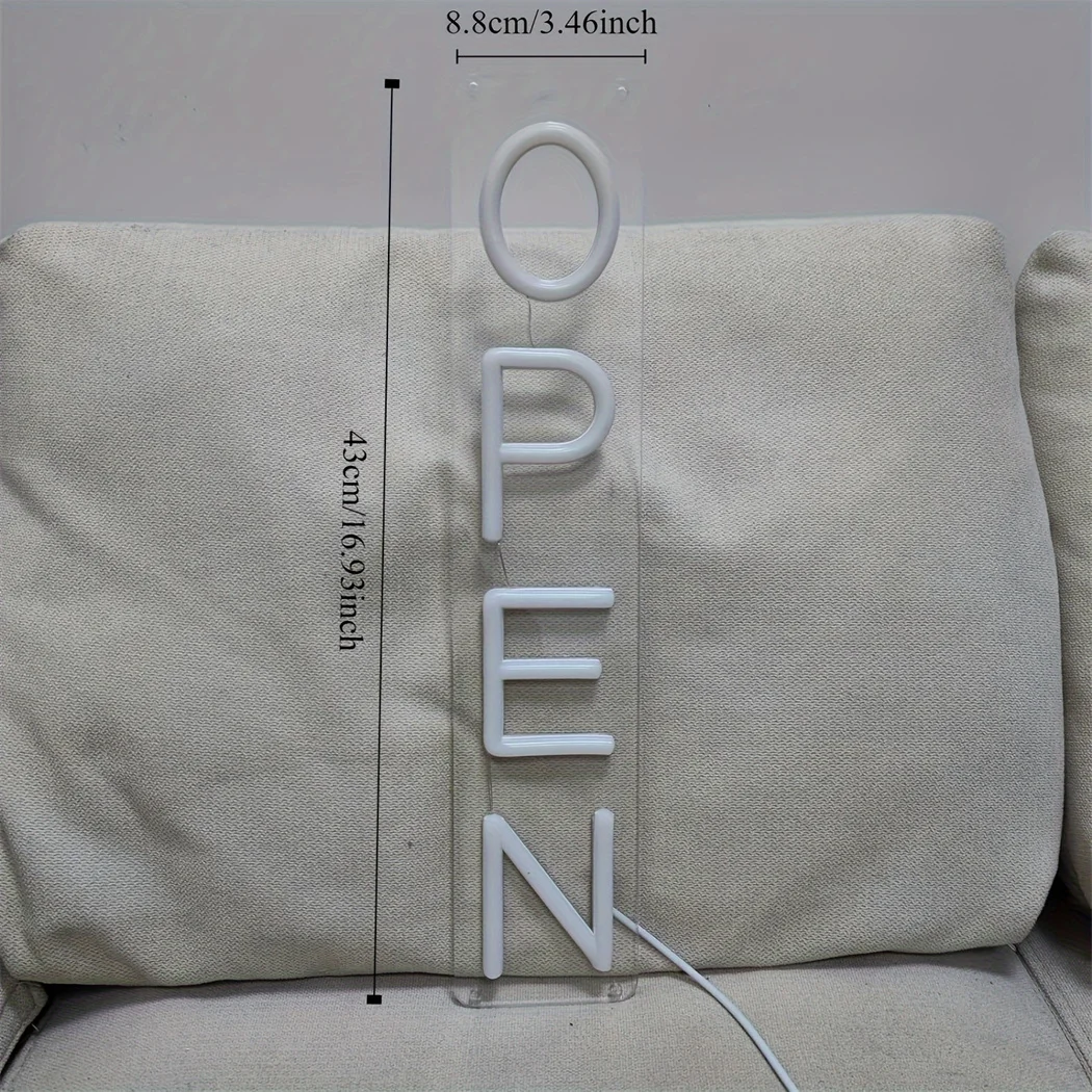 לוח ניאון פתוח עם תאורת לילה LED המופעלת באמצעות USB לעסקים בחנות סלון, חנות קפה, בר או חנות קיר