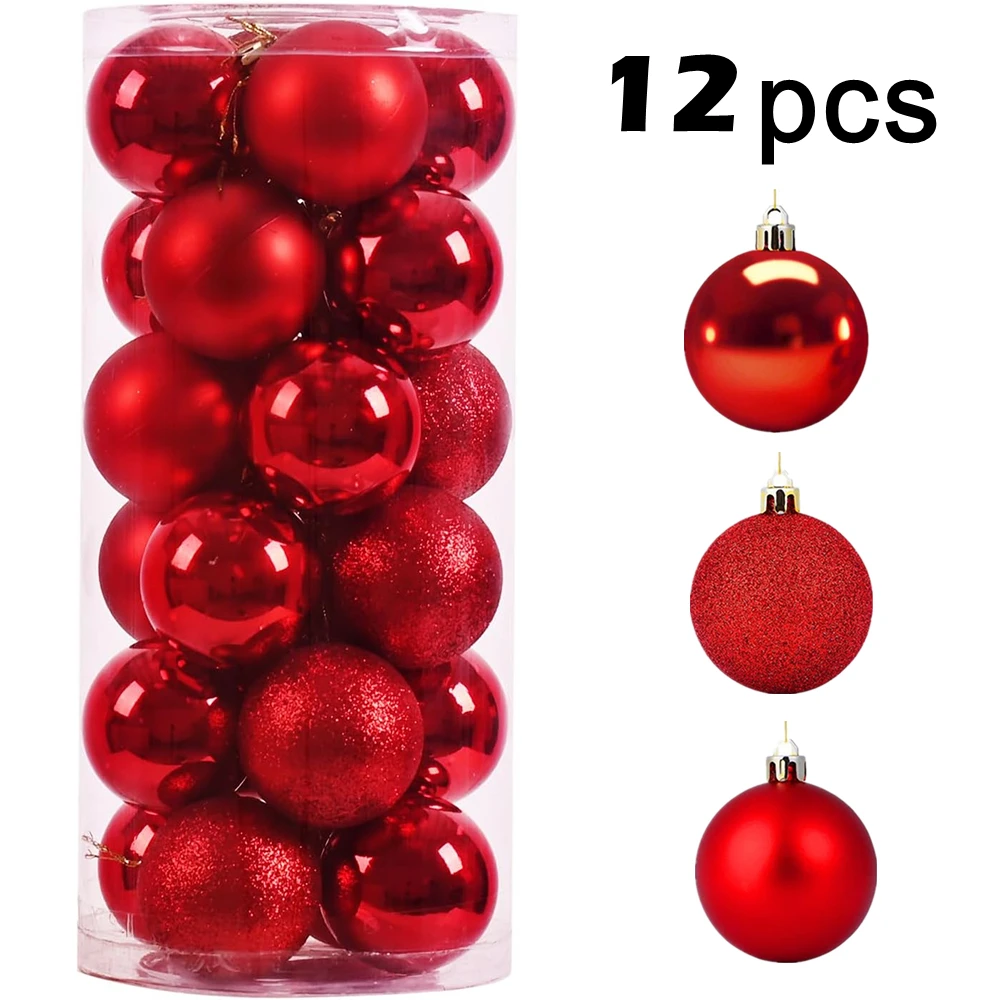 

12Pcs Christmas Balls Ornaments for Christmas Tree Decoration Shatterproof Hanging Ball Holiday Party Decor