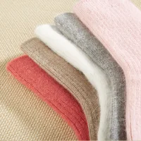 Wool Socks for Women Autumn Winter Medium Tube Socks Thickened With Wool Warm Rabbit Hair Socks Winter Black Cashmere Stockings 2
