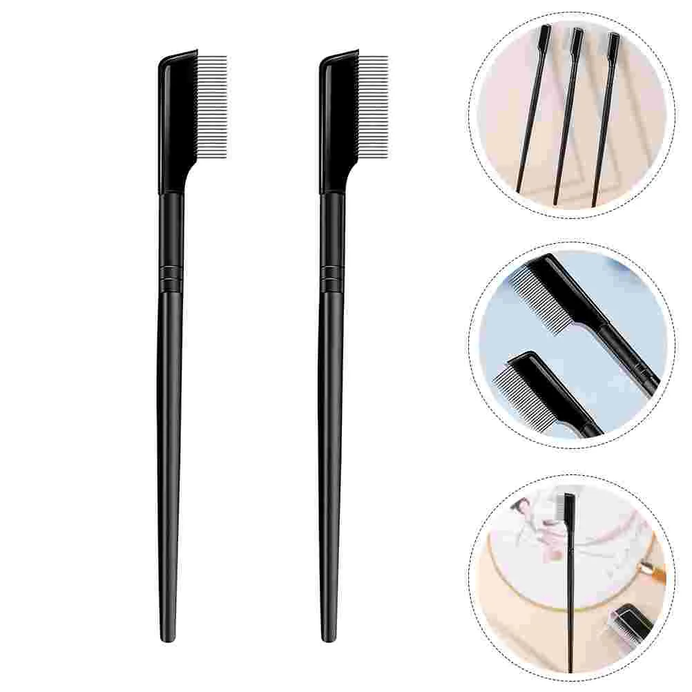 

2 PCS Eyebrow Comb Eyelash Grooming Tool Brush Splitter Makeup Shaping Stainless Steel Separator