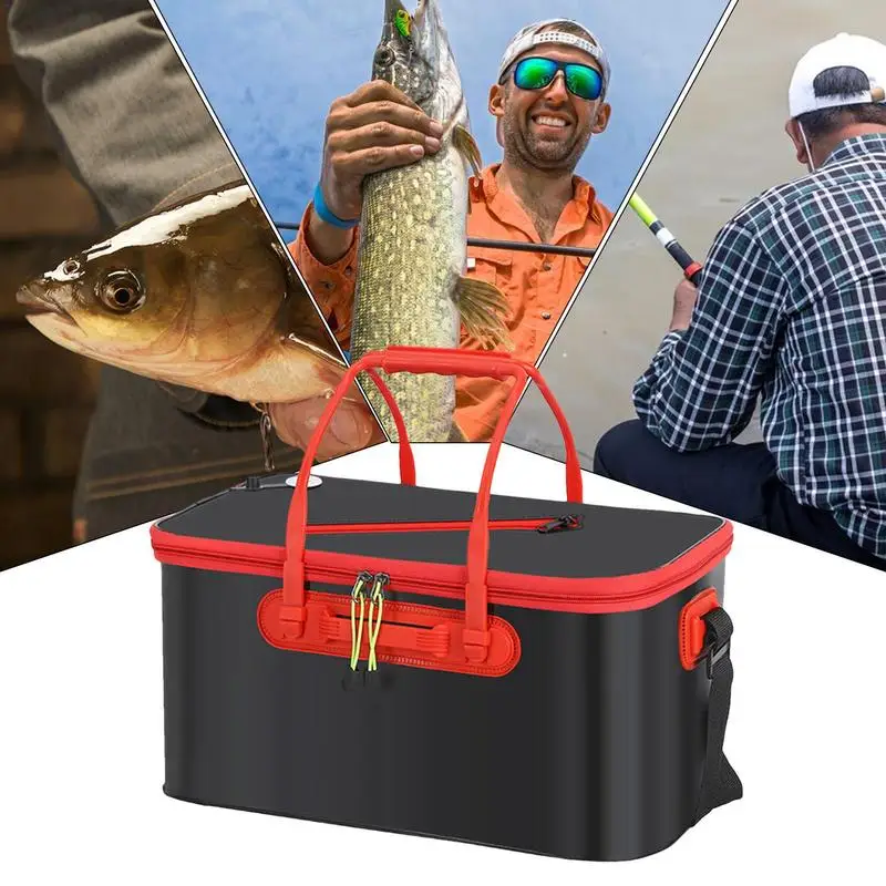 Fishing Bait Bucket Foldable Fish Bucket Outdoor Camping EVA Fishing Bag Multifunctional Fish Protection Bucket For Storing Live