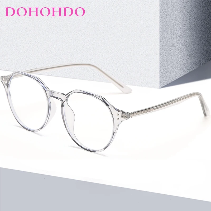 

DOHOHDO Blue Light Retro Round Flat Mirror Eyeglasses For Women Men Optical Korean Style TR90 Fashion Glasses Clear Lens Eyewear