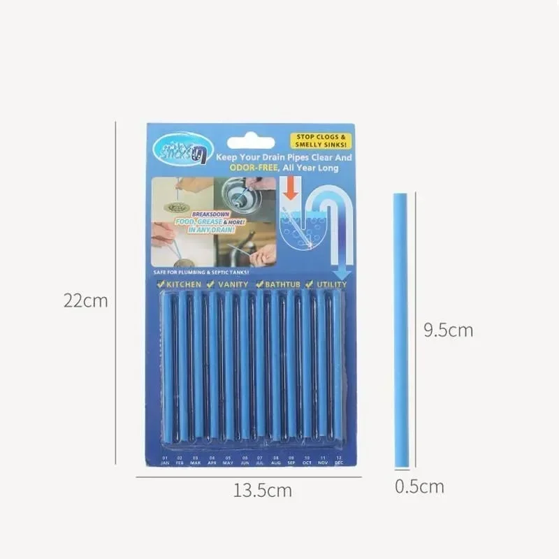 12pcs/set Sewer Cleaning Rod Sani Sticks Oil Decontamination Kitchen Toilet Bathtub Drain Cleaneer Spot Pipe Cleaner Clean