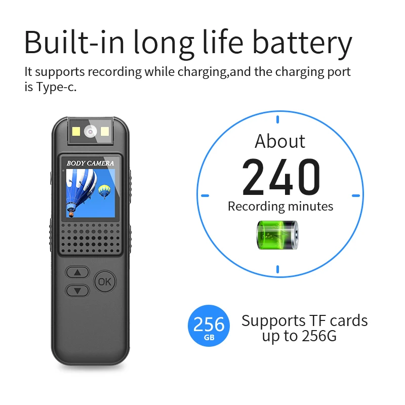 Hd 1080P Mini Videocamera Digitale Videoregistratore Esterno Videocamera Portatile Per Bicicletta Videoregistratore Indossabile Per Le Forze Dell'Ordi