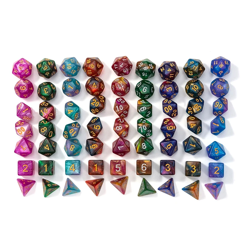 7Pcs D4/6/8/10/12/20 Multi-Sided Gem Dice Die For RPG Dungeons & Dragons DND D&D Games Set Random Color