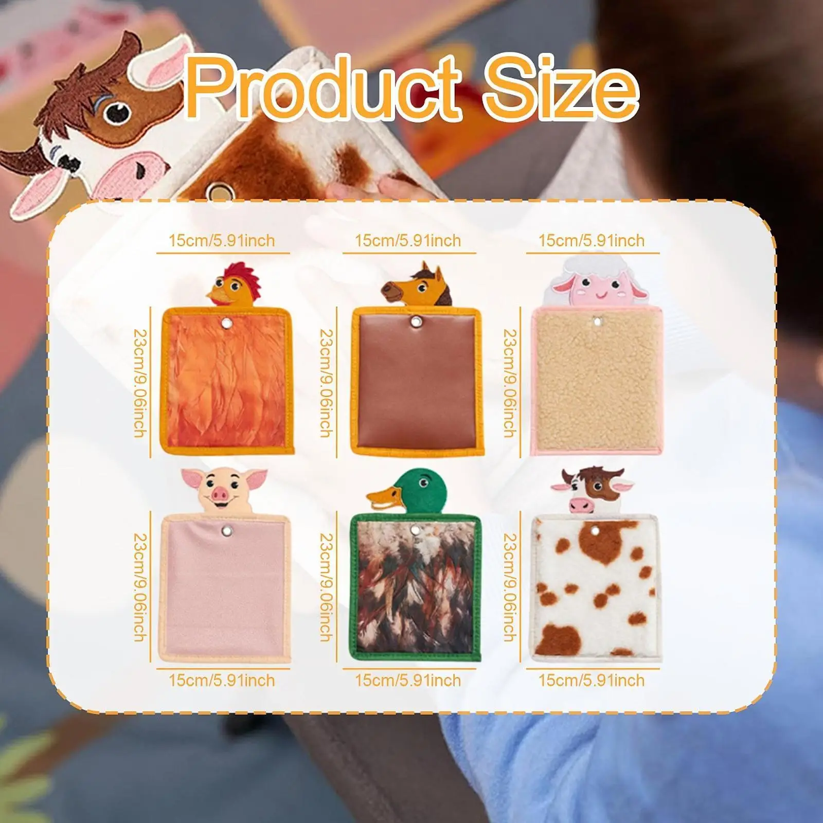 6x Sensory Mats Cartoon Textured Sensory Tiles for Preschool Baby Children