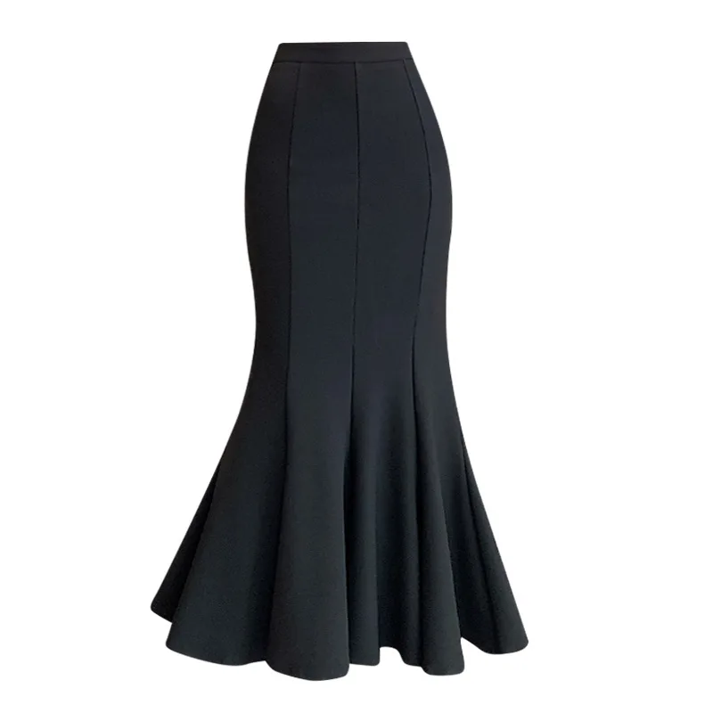 

Black Suit Fishtail Skirt for Women in Spring 2024 Retro Slimming High Waisted Ruffled Edge HIp Wrapped Maxi Mermaid Skirts