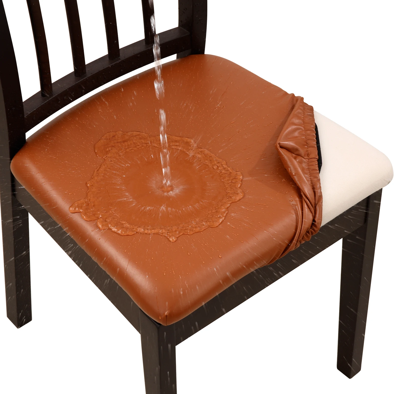 

Dining Chair Covers Solid Pu Leather Waterproof and Oilproof Stretch Washable Removable Dining Chair Protctor Cover Slipcover