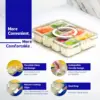Portable Snackle Box Container  Divided Serving Tray with Lid and Handle Clear Snack Box Organizer for Fruits Candy, Snacks 6