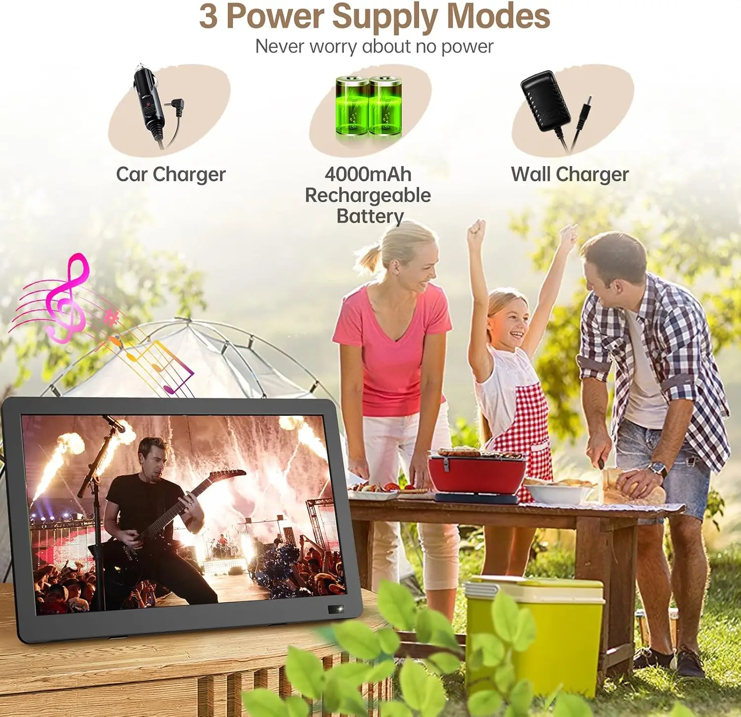 14 inch PortableTV with Antenna, Portable Small TV with ATSC Tuner,Rechargeable Battery Operated Mini TV LCD Monitor 1080P,Built