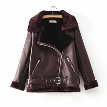 

Coat Leather Women's New Autumn And Winter Korean Version Of Artificial Lamb Wool Lined Motorcycle Windproof PU Leather Jacket