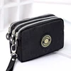 2024 New Coin Purse Women Small Wallet Washer Wrinkle Fabric Phone Purse Three Zippers Portable Make Up Bag Handbags 1