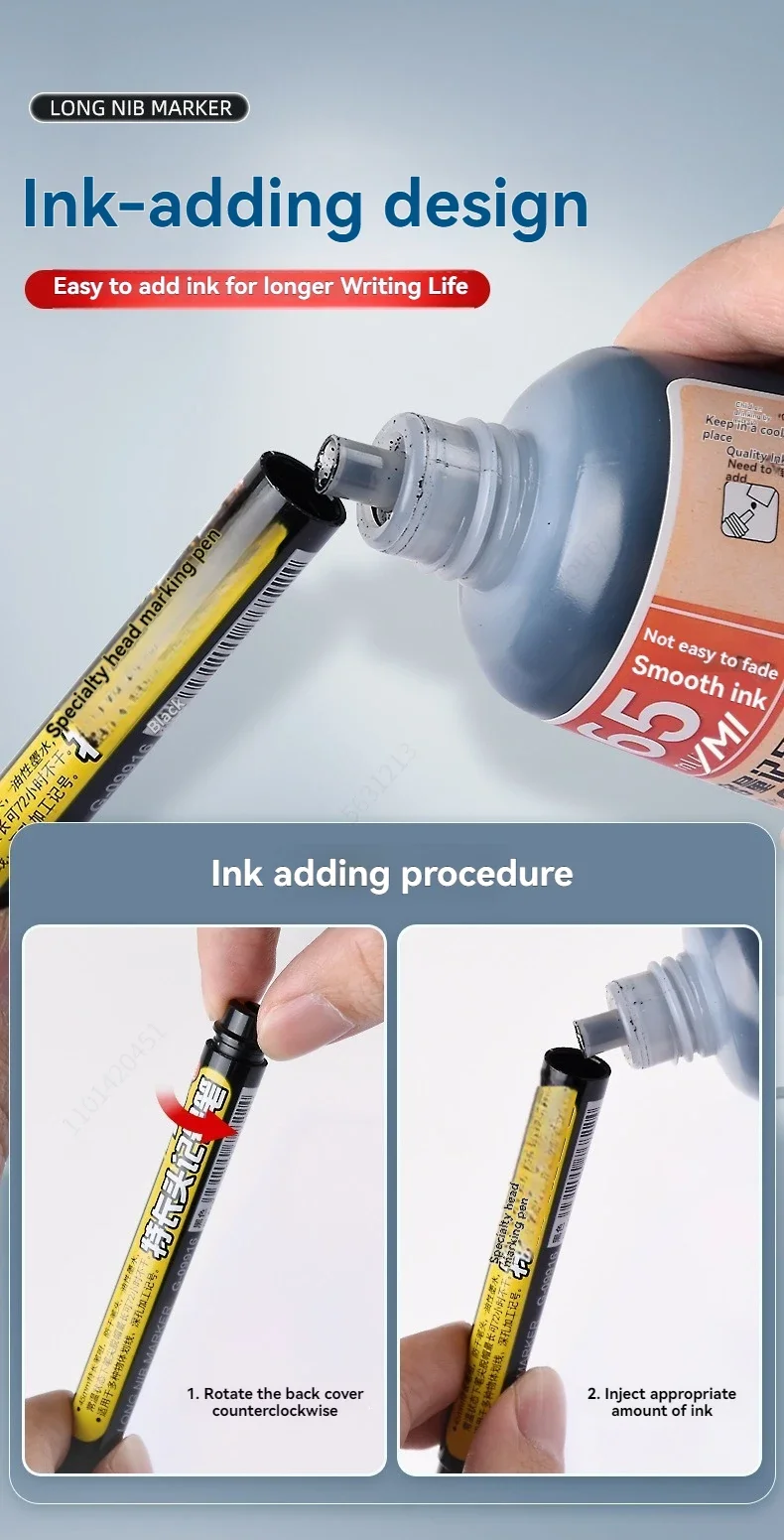45mm Wasserdichter Tiefenmarkierstift mit 45mm Langer Spitze, Schwarze, Blaue und Weiße Tinte, Multifunktionaler Zimmermanns- und Holzbearbeitungs-Marker, Handwerkzeug – Detail 4