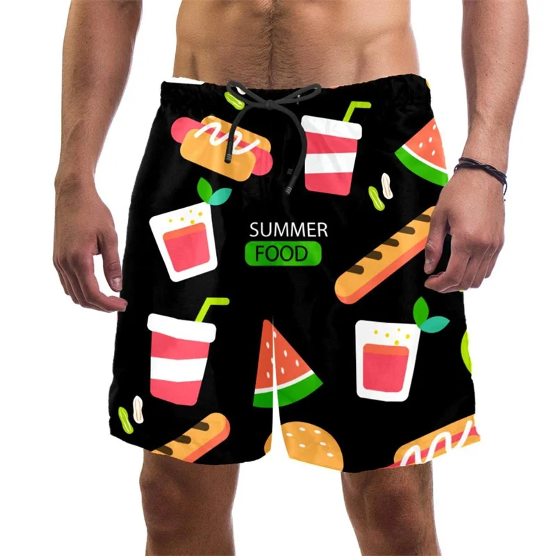 New Harajuku Ice Cream Printing Beach Shorts Tropical Fruits Graphic Board Shorts Men Fashion Funny Swiming Trunks Hawaiian Pant 2