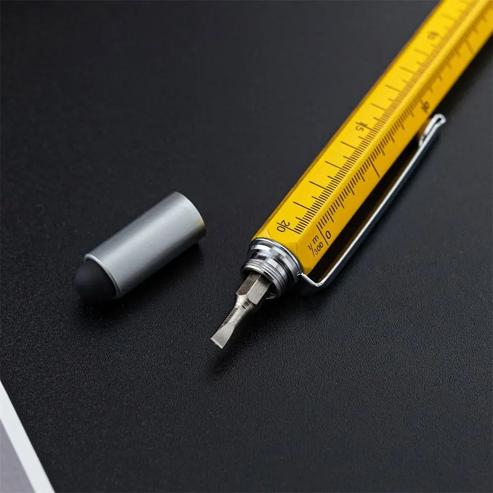 6in1 Multi-function Pen With Slotted/Cross Screwdriver Capacitive Pen With Light Spirit Level Ballpoint Writing Supplies